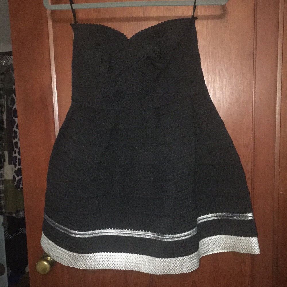 Black strapless cocktail dress